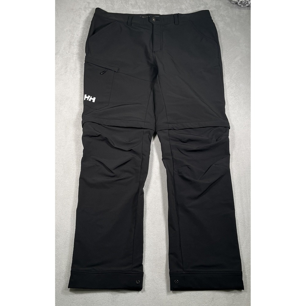 Helly Hansen Men XL Black Convertible Zip Off Hiking Cargo Pants UPF 50+ Outdoor